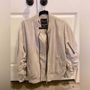 Lifter Anchors Tan Ultra Suede Bomber Jacket: size M